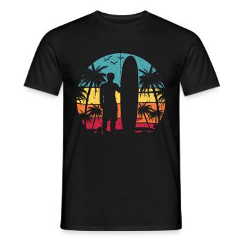 Vintage Surfer Retro Surfing Beach Surf - Men's T-Shirt - black - Front - AI Model Male 178 light (178cm)