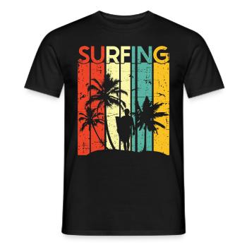 Vintage Surfer Retro Surfing Beach Surf - Men's T-Shirt - black - Front - AI Model Male 178 light (178cm)