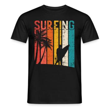 Vintage Surfer Retro Surfing Beach Surf - Men's T-Shirt - black - Front - AI Model Male 178 light (178cm)