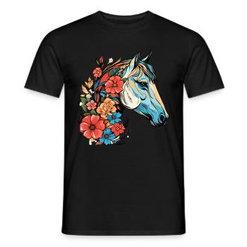 Cavalier Cheval Portrait Western Cowboy - T-shirt homme - noir - Devant - AI Model Male 178 light (178cm)