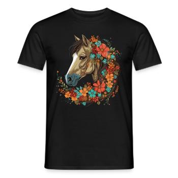 Cavalier Cheval Portrait Western Cowboy - T-shirt homme - noir - Devant - AI Model Male 178 light (178cm)