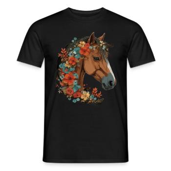 Cavalier Cheval Portrait Western Cowboy - T-shirt homme - noir - Devant - AI Model Male 178 light (178cm)