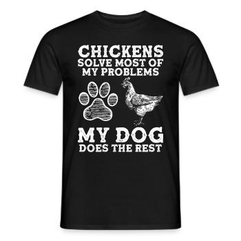 Chicken Dogs Farmer Farmer Dog Agriculture - Men's T-Shirt - black - Front - AI Model Male 178 light (178cm)