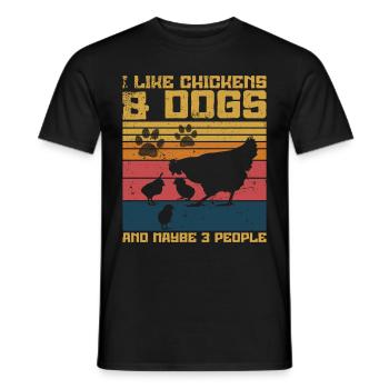 Chicken Dogs Farmer Farmer Dog Agriculture - Men's T-Shirt - black - Front - AI Model Male 178 light (178cm)