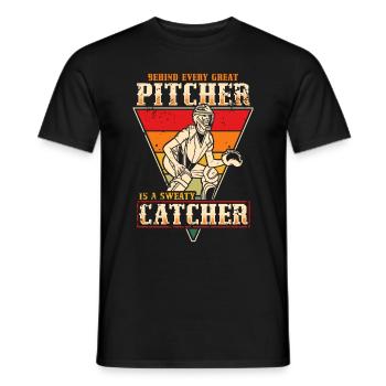Baseball Catcher Baseball Player Pitcher - Men's T-Shirt - black - Front - AI Model Male 178 light (178cm)