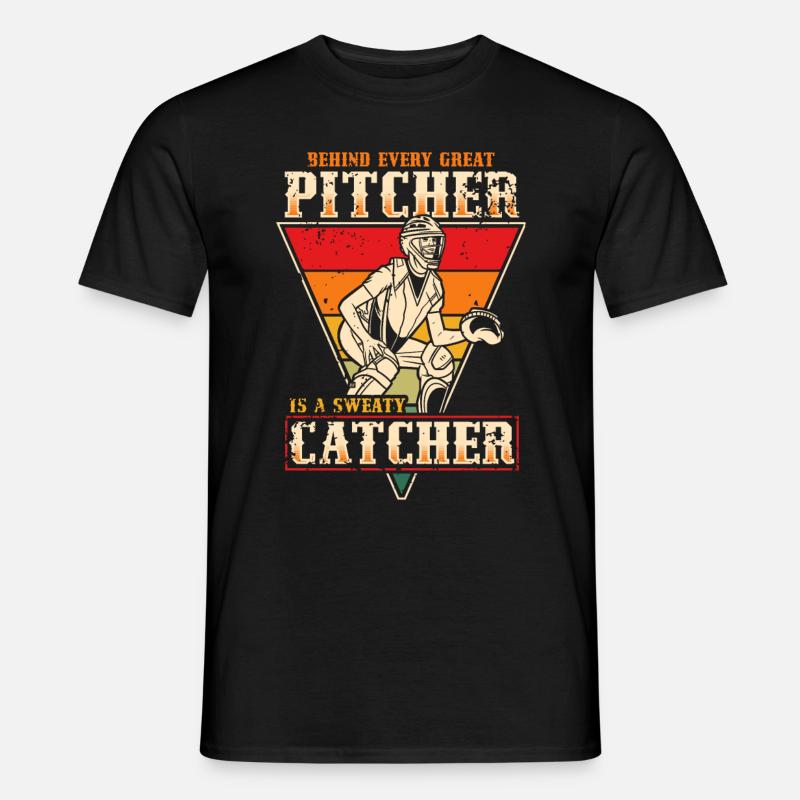 Baseballfänger Baseballspieler Pitcher - Männer T-Shirt - Schwarz