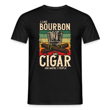 Bourbon Cigars Whisky Cigars Lounge Lovers - Men's T-Shirt - black - Front - AI Model Male 178 light (178cm)