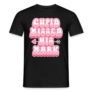 Retro Groovy 70's Valentine's Day Hearts Couple - Men's T-Shirt - black - Front - AI Model Male 178 light (178cm)