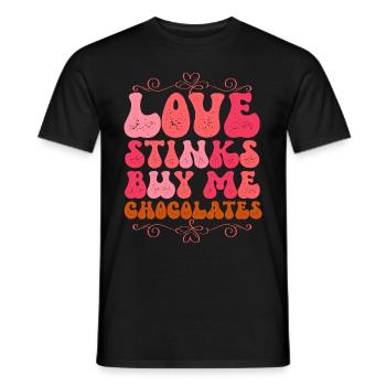Retro Groovy 70's Valentine's Day Hearts Couple - Men's T-Shirt - black - Front - AI Model Male 178 light (178cm)