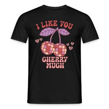 Retro Groovy 70's Valentine's Day Hearts Couple - Men's T-Shirt - black - Front - AI Model Male 178 light (178cm)