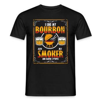 I Like My Bourbon And My Smoker And Maybe 3 People - Men's T-Shirt - black - Front - AI Model Male 178 light (178cm)