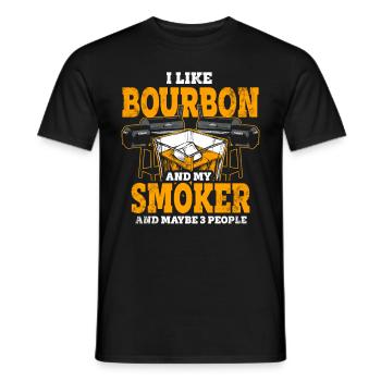 I Like My Bourbon And My Smoker And Maybe 3 People - Men's T-Shirt - black - Front - AI Model Male 178 light (178cm)