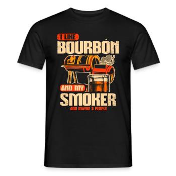 I Like My Bourbon And My Smoker And Maybe 3 People - Men's T-Shirt - black - Front - AI Model Male 178 light (178cm)