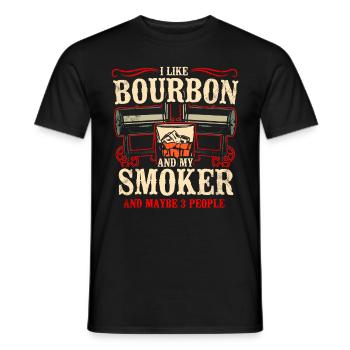 I Like My Bourbon And My Smoker And Maybe 3 People - Men's T-Shirt - black - Front - AI Model Male 178 light (178cm)