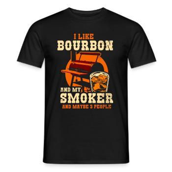 I Like My Bourbon And My Smoker And Maybe 3 People - Men's T-Shirt - black - Front - AI Model Male 178 light (178cm)