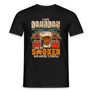 I Like My Bourbon And My Smoker And Maybe 3 People - Men's T-Shirt - black - Front - AI Model Male 178 light (178cm)