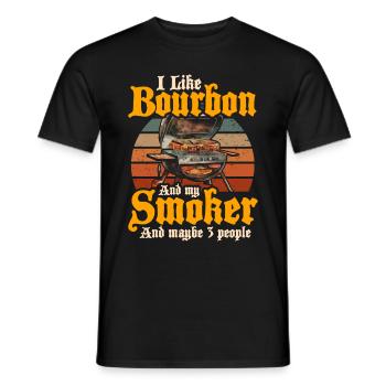 I Like My Bourbon And My Smoker And Maybe 3 People - Men's T-Shirt - black - Front - AI Model Male 178 light (178cm)