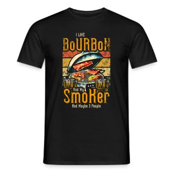 I Like My Bourbon And My Smoker And Maybe 3 People - Men's T-Shirt - black - Front - AI Model Male 178 light (178cm)