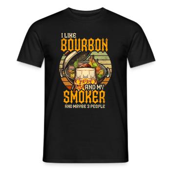 I Like My Bourbon And My Smoker And Maybe 3 People - Men's T-Shirt - black - Front - AI Model Male 178 light (178cm)