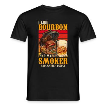 I Like My Bourbon And My Smoker And Maybe 3 People - Men's T-Shirt - black - Front - AI Model Male 178 light (178cm)