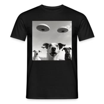 Selfie Chien OVNI Drôle Alien Ovni Amoureux De Chien - T-shirt homme - noir - Devant - AI Model Male 178 light (178cm)
