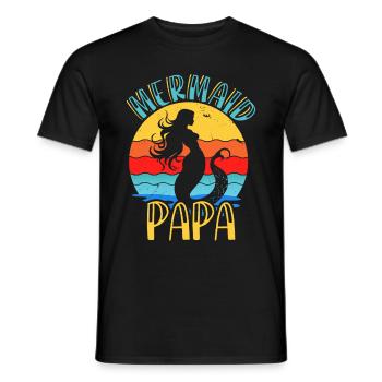 Fête d’anniversaire sirène famille assortie - T-shirt homme - noir - Devant - AI Model Male 178 light (178cm)