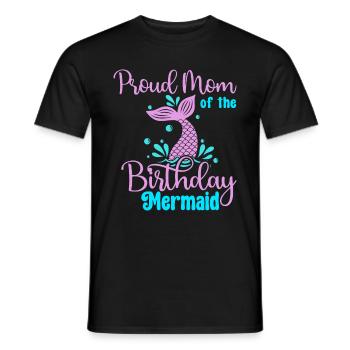 Fête d’anniversaire sirène famille assortie - T-shirt homme - noir - Devant - AI Model Male 178 light (178cm)