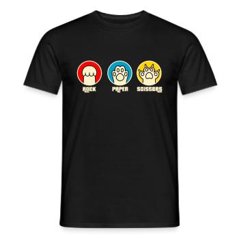 Rockpapierschere Handspiel Lustige Katzenkinder - Männer T-Shirt - Schwarz - Vorne - AI Model Male 178 light (178cm)