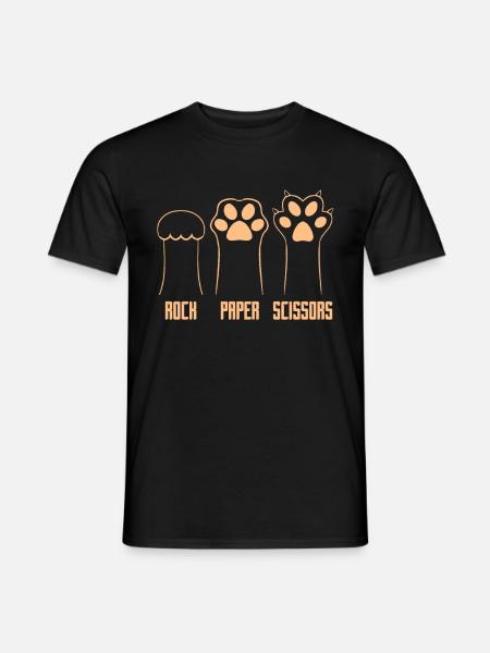 Pierre Papier Ciseaux Jeu De Main Drôle Chat Enfants - T-shirt homme - noir