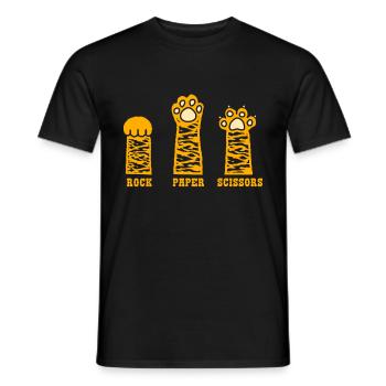 Rockpapierschere Handspiel Lustige Katzenkinder - Männer T-Shirt - Schwarz - Vorne - AI Model Male 178 light (178cm)