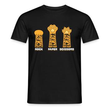 Rockpapierschere Handspiel Lustige Katzenkinder - Männer T-Shirt - Schwarz - Vorne - AI Model Male 178 light (178cm)