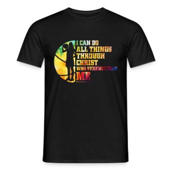 Christian Basketball Jesus Speaks Religious - Men's T-Shirt - black - Front - AI Model Male 178 light (178cm)