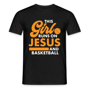 Christian Basketball Jesus Speaks Religious - Men's T-Shirt - black - Front - AI Model Male 178 light (178cm)