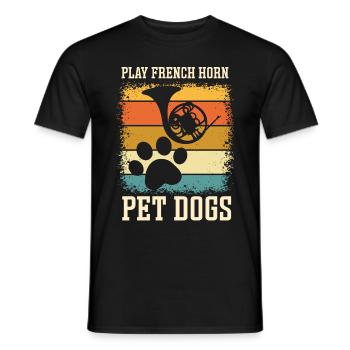 Französischer Hornhund -Spieler Hornist Messing - Männer T-Shirt - Schwarz - Vorne - AI Model Male 178 light (178cm)