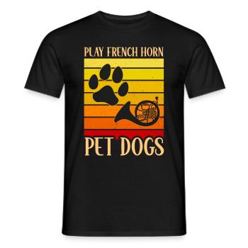 Französischer Hornhund -Spieler Hornist Messing - Männer T-Shirt - Schwarz - Vorne - AI Model Male 178 light (178cm)