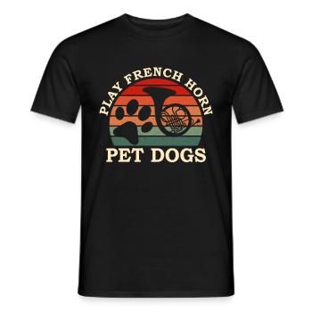 Französischer Hornhund -Spieler Hornist Messing - Männer T-Shirt - Schwarz - Vorne - AI Model Male 178 light (178cm)