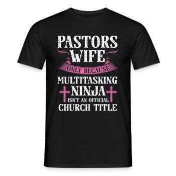 Pasteur Femme Jésus Appréciation de l’Église Chrétienne - T-shirt homme - noir - Devant - AI Model Male 178 light (178cm)