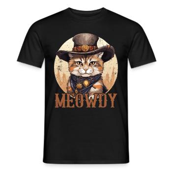Miaou Chat Miow Chapeau de cow-boy Musique Country Texas - T-shirt homme - noir - Devant - AI Model Male 178 light (178cm)