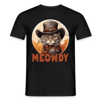 Meowdy Cat Miow chapeau de Cowboy Country Music Texas - T-shirt homme - noir - Devant - AI Model Male 178 light (178cm)