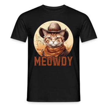 Miaou Chat Miow Chapeau de cow-boy Musique Country Texas - T-shirt homme - noir - Devant - AI Model Male 178 light (178cm)
