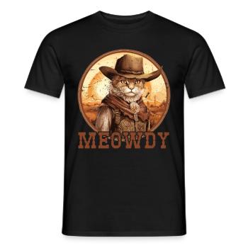 Miaou Chat Miow Chapeau de cow-boy Musique Country Texas - T-shirt homme - noir - Devant - AI Model Male 178 light (178cm)