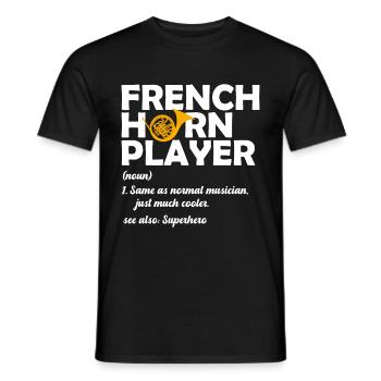 Französischer Horn -Spieler Hornist Messing Musik - Männer T-Shirt - Schwarz - Vorne - AI Model Male 178 light (178cm)