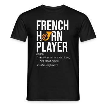 Französischer Horn -Spieler Hornist Messing Musik - Männer T-Shirt - Schwarz - Vorne - AI Model Male 178 light (178cm)