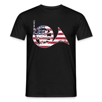 Französischer Horn -Spieler Hornist Messing Musik - Männer T-Shirt - Schwarz - Vorne - AI Model Male 178 light (178cm)