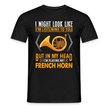 Französischer Horn -Spieler Hornist Messing Musik - Männer T-Shirt - Schwarz - Vorne - AI Model Male 178 light (178cm)