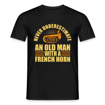 Französischer Horn -Spieler Hornist Messing Musik - Männer T-Shirt - Schwarz - Vorne - AI Model Male 178 light (178cm)