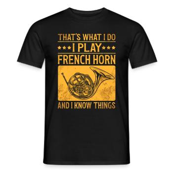Französischer Horn -Spieler Hornist Messing Musik - Männer T-Shirt - Schwarz - Vorne - AI Model Male 178 light (178cm)