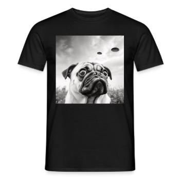 Selfie Mops Ufo Hund Lustige Alien Ufo - Männer T-Shirt - Schwarz - Vorne - AI Model Male 178 light (178cm)
