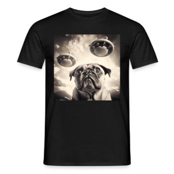 Selfie Mops Ufo Hund Lustige Alien Ufo - Männer T-Shirt - Schwarz - Vorne - AI Model Male 178 light (178cm)