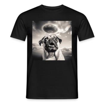 Selfie Mops Ufo Hund Lustige Alien Ufo - Männer T-Shirt - Schwarz - Vorne - AI Model Male 178 light (178cm)